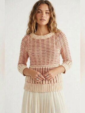 Anthropologie Fiets Voor Hidden Glow Knit Sweater Textured Ruffle Boho Top